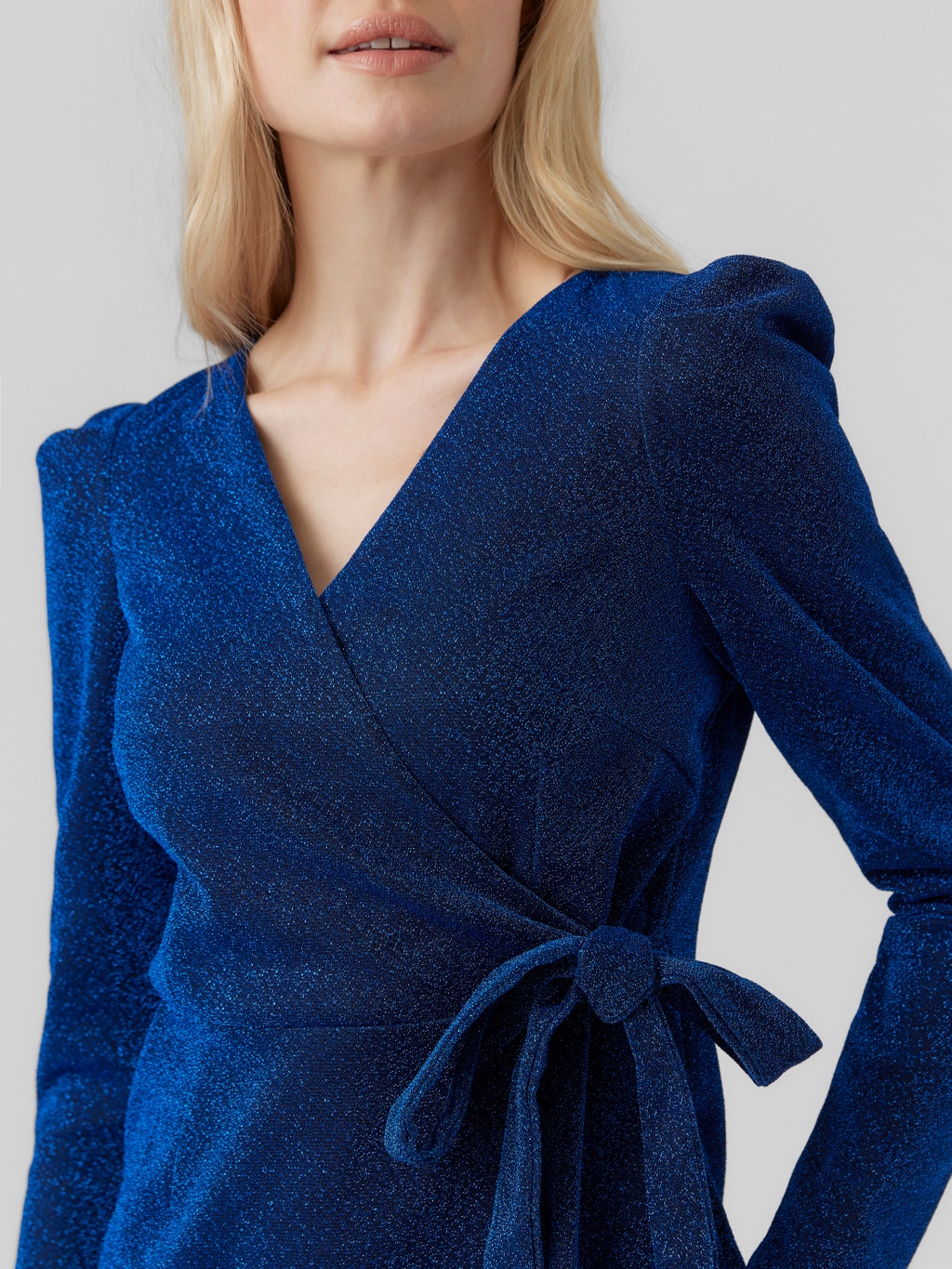 Gewaad Losjes Handig Regular fit V-Hals Pofmouwen Lange jurk | Midden Blauw | Vero Moda®