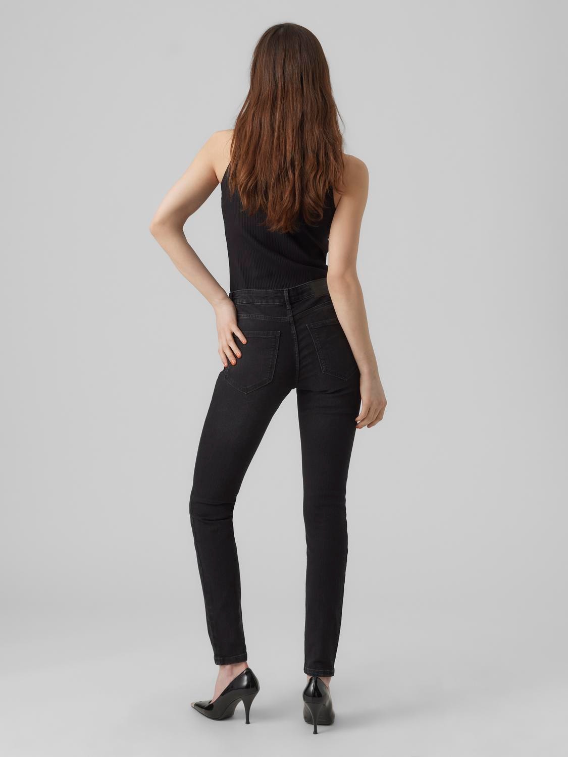 Vero Moda VMSOPHIA Hög midja Skinny Fit Jeans -Black Denim - 10284115