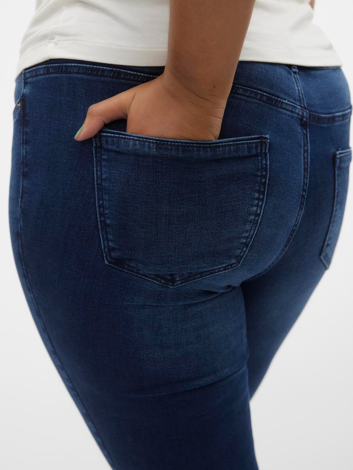 Vero Moda VMTANYA Hög midja Skinny Fit Jeans -Dark Blue Denim - 10284172