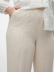 Vero Moda VMTIRAVER Mid waist Trousers -Oatmeal - 10284568