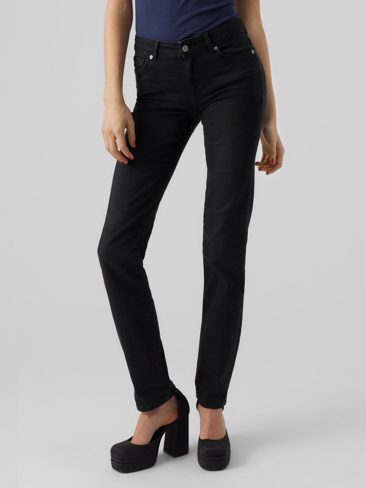 Vero Moda VMDAF Krój prosty Jeans -Black Denim - 10284791