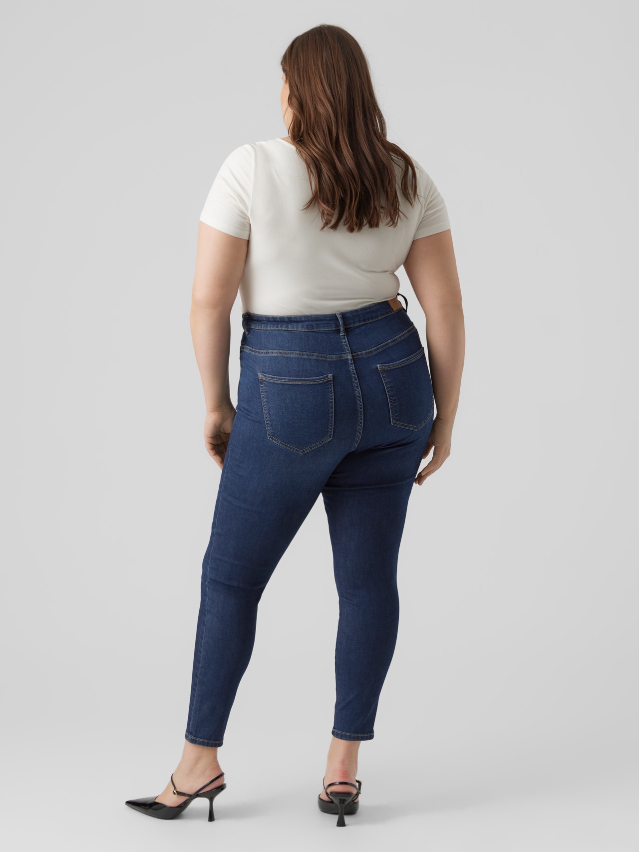Vero Moda VMPHIA Hög midja Skinny Fit Jeans -Dark Blue Denim - 10285012