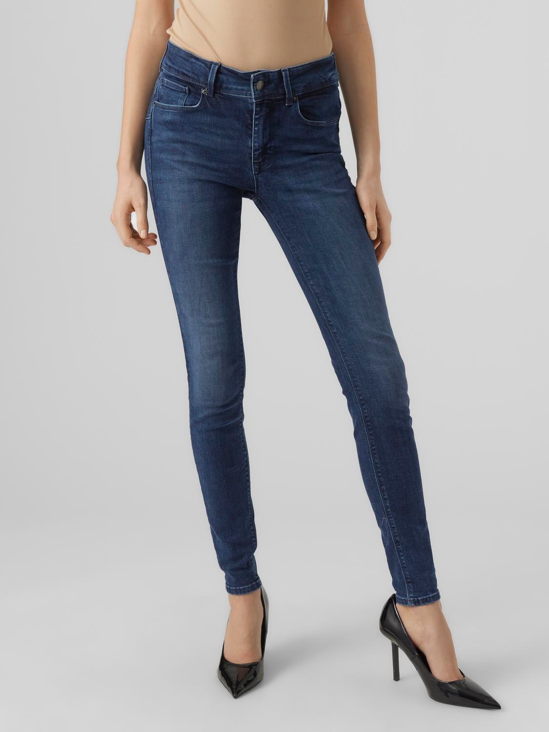 Vero Moda VMEMBRACE Mid rise Skinny fit Jeans -Dark Blue Denim - 10285018