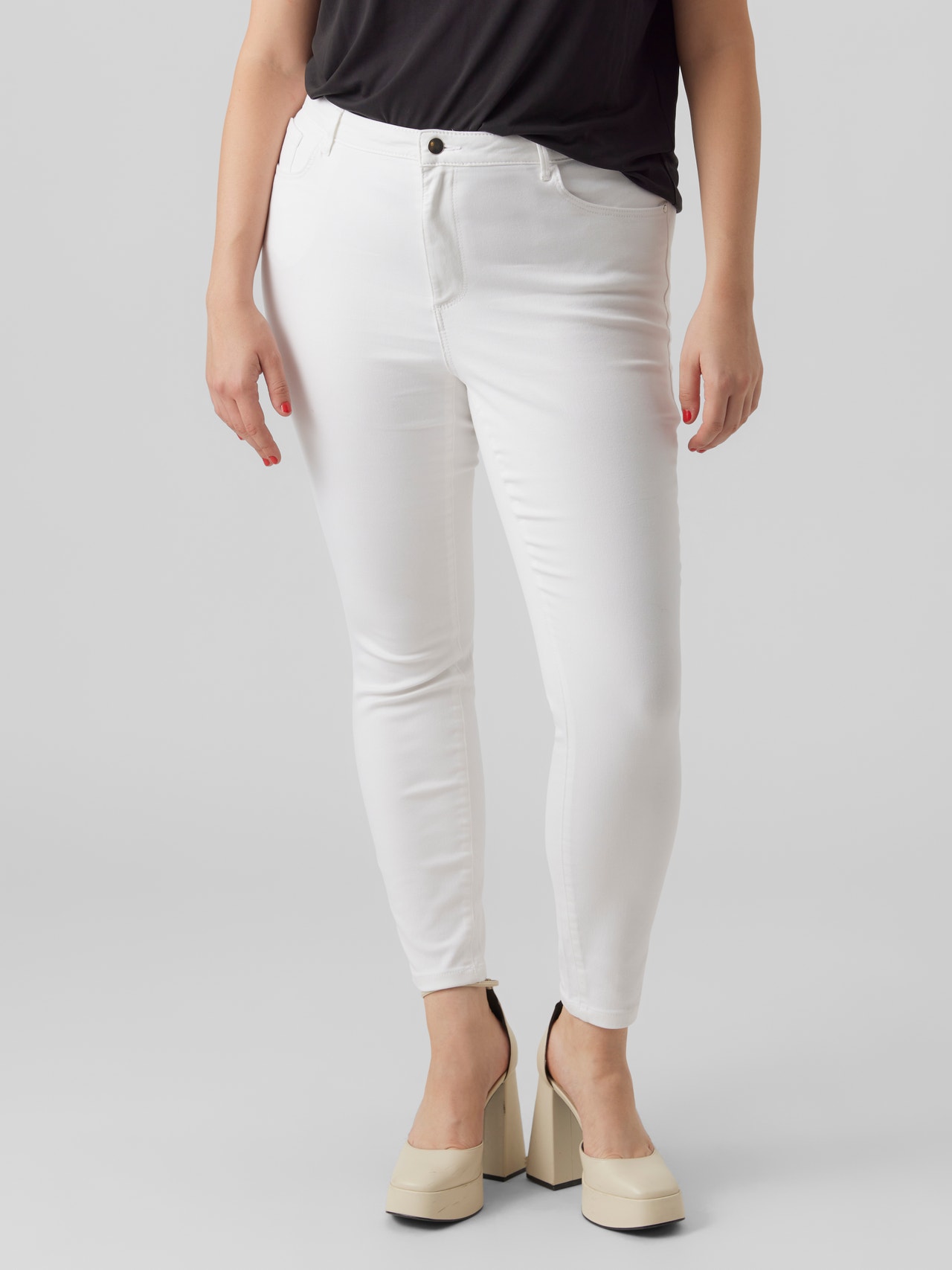 Vero Moda VMPHIA Høyt snitt Skinny Fit Jeans -Bright White - 10285085
