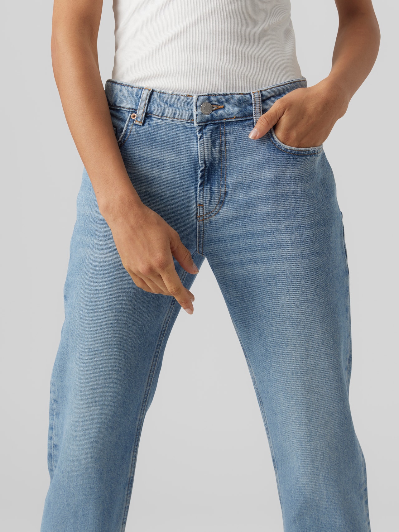 Vero Moda VM90S Niedrige Taille Gerade geschnitten Jeans -Medium Blue Denim - 10285105