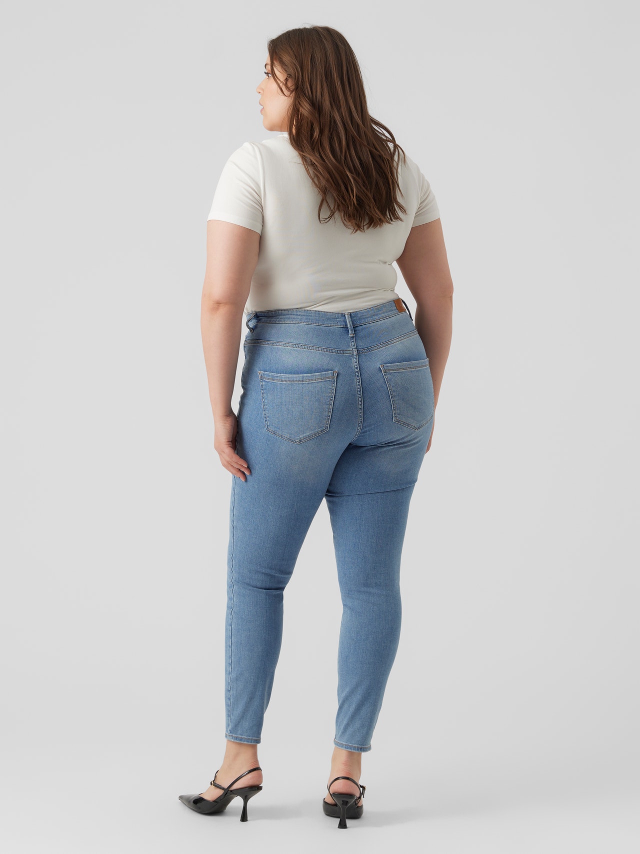 Vero Moda VMPHIA Hohe Taille Slim Fit Jeans -Light Blue Denim - 10285113