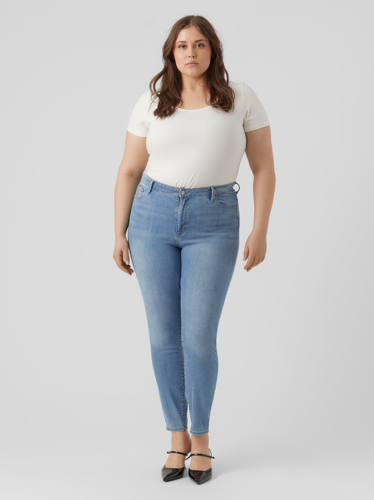 Vero Moda VMPHIA High rise Slim Fit Jeans -Light Blue Denim - 10285113