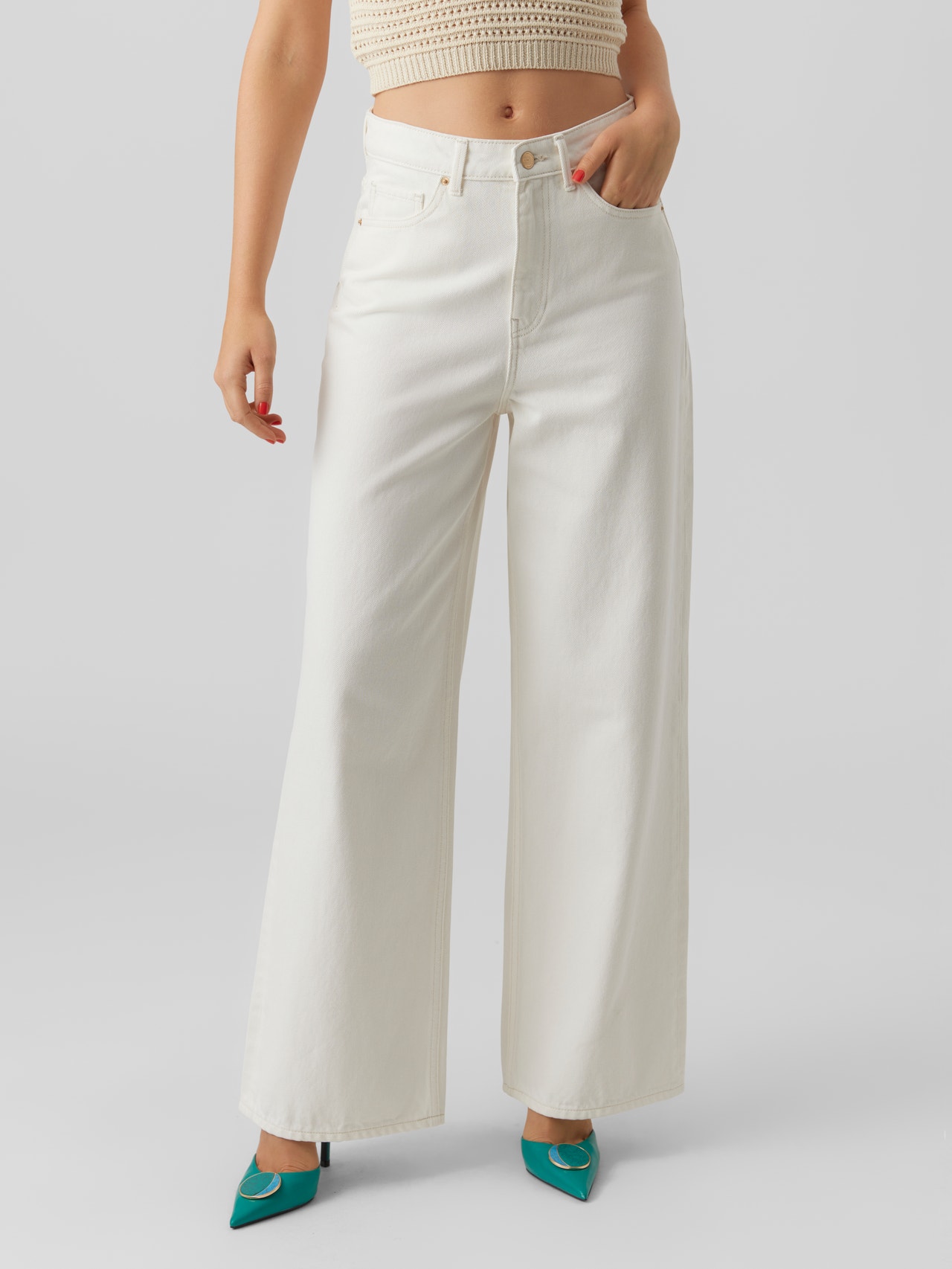 tvivl Gnide Rykke VMKATHY Super High waisted jeans | White Clear | Vero Moda®