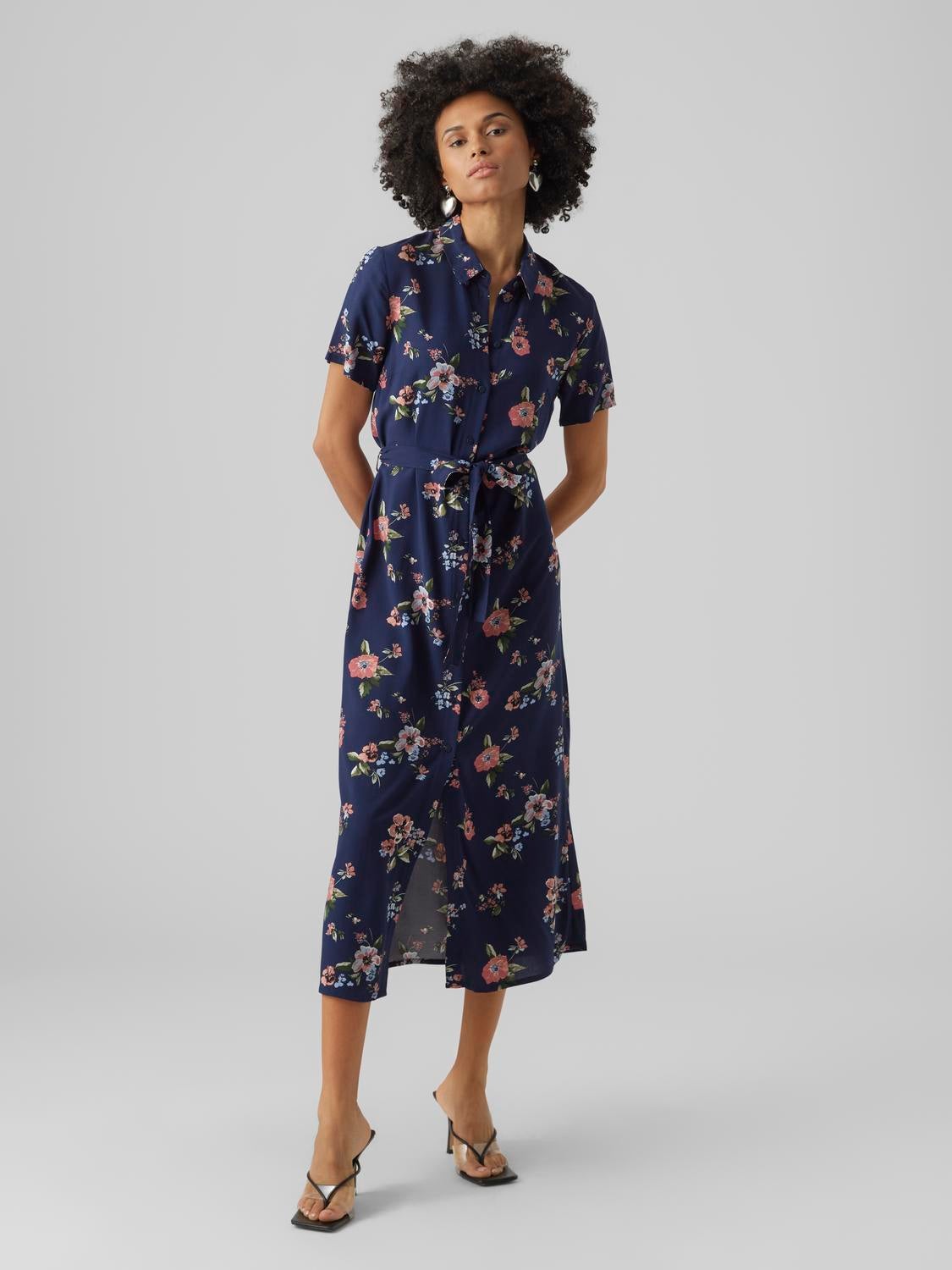 blue midi floral dress