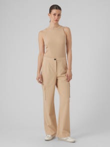 Vero Moda VMSASIE Hög midja Byxor -Irish Cream - 10286864