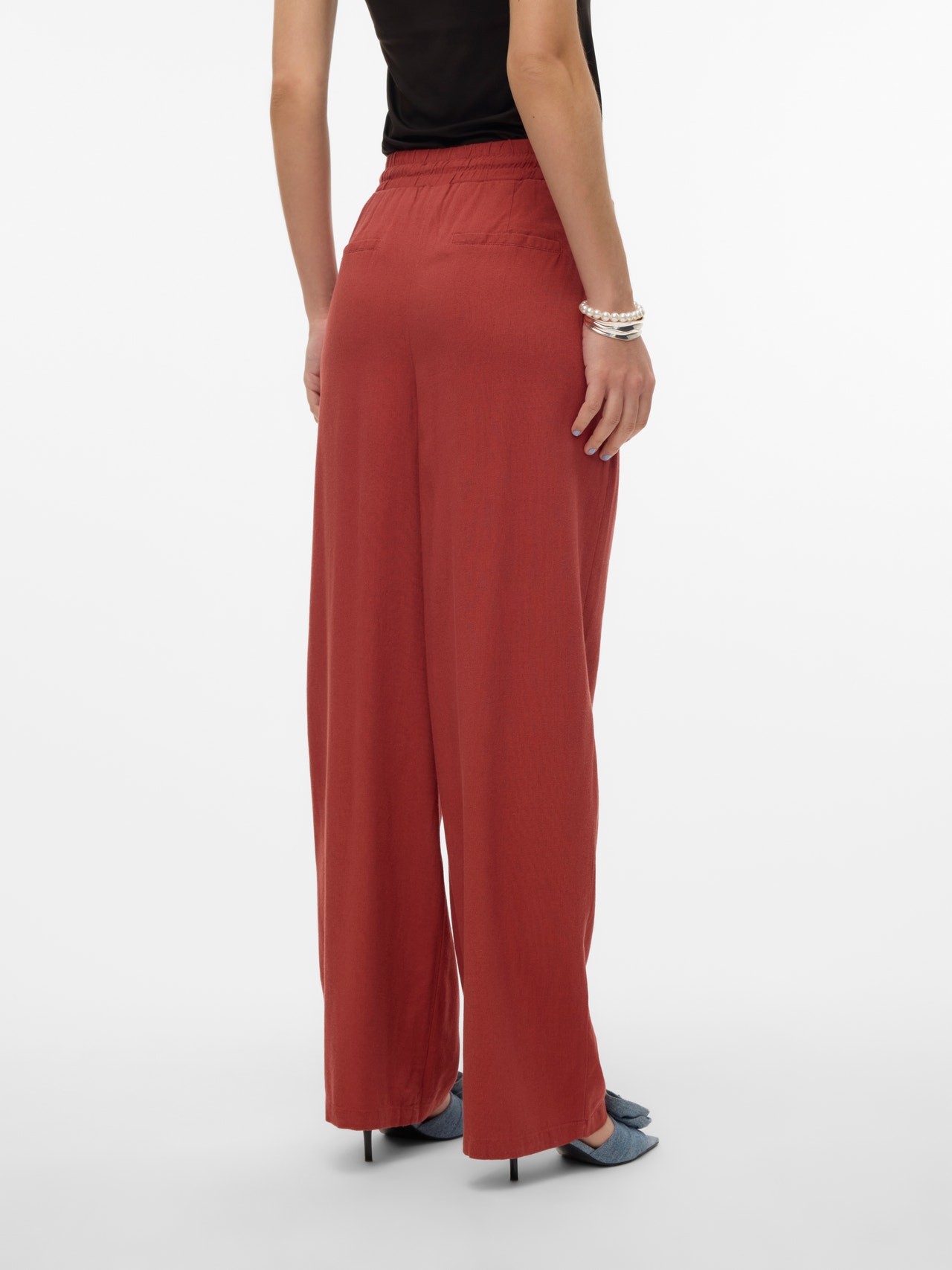 Vero Moda VMJESMILO Cintura media Pantalones -Barn Red - 10287363