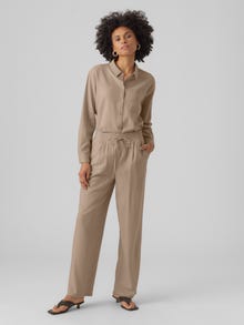 Vero Moda VMJESMILO Mid waist Trousers -Silver Mink - 10287363