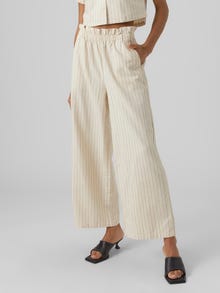 Vero Moda VMMINASAIY High rise Trousers -Oatmeal - 10287512