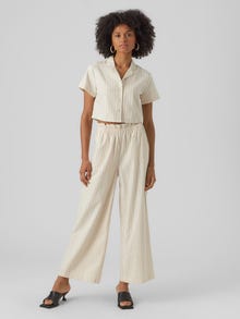 Vero Moda VMMINASAIY High rise Trousers -Oatmeal - 10287512
