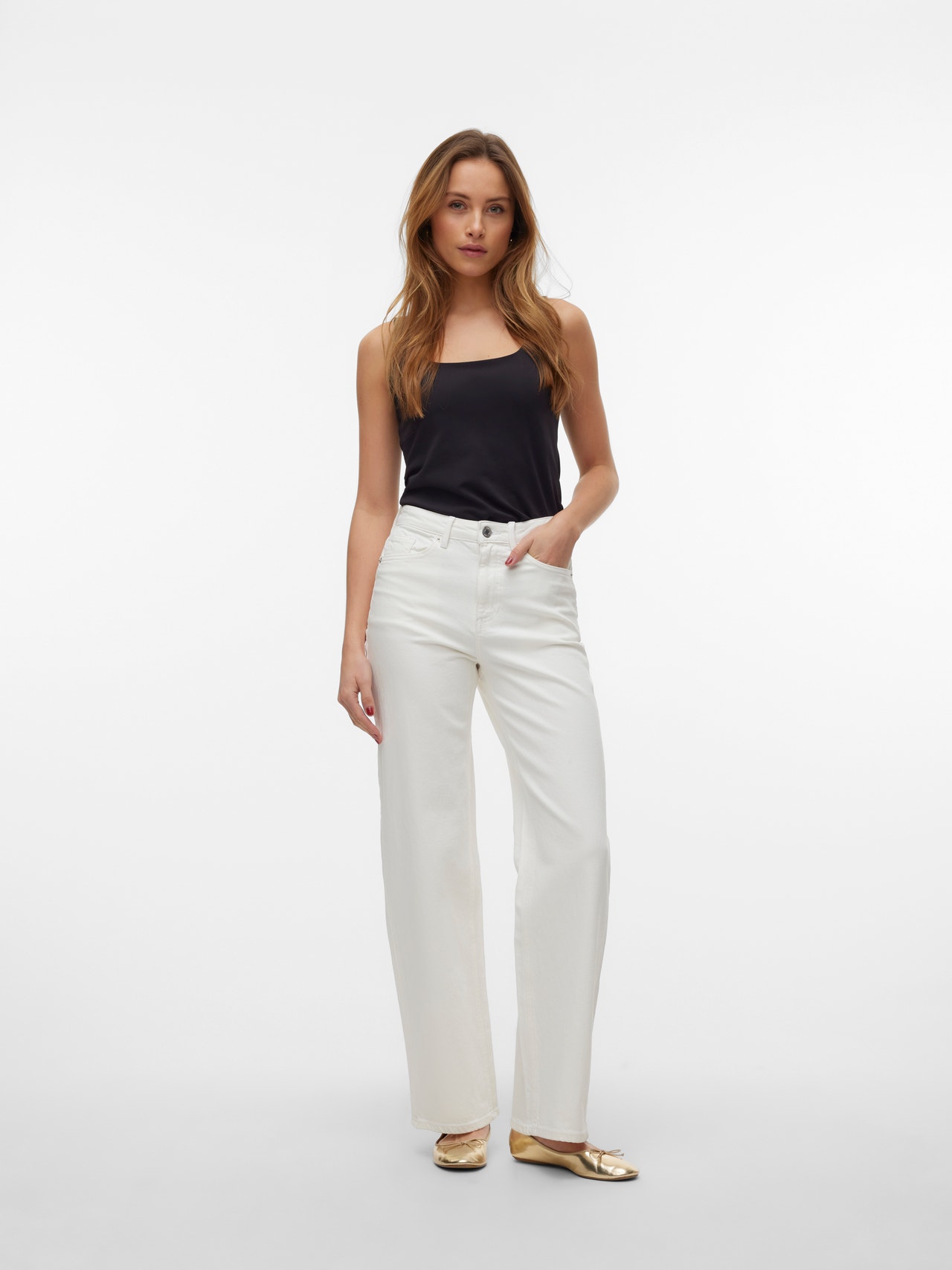 Vero Moda VMTESSA Vid passform Jeans -Bright White - 10288257