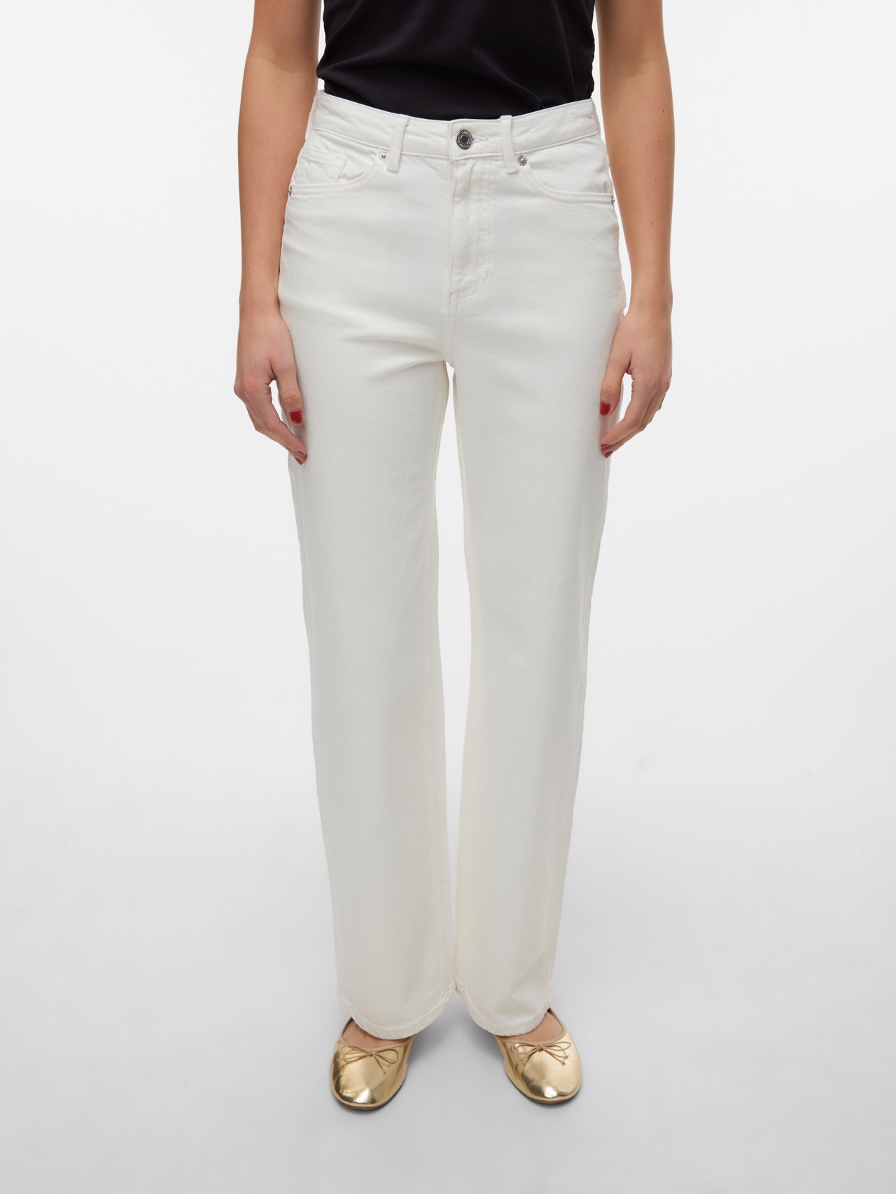 Vero Moda VMTESSA Vita alta Wide Fit Jeans -Bright White - 10288257