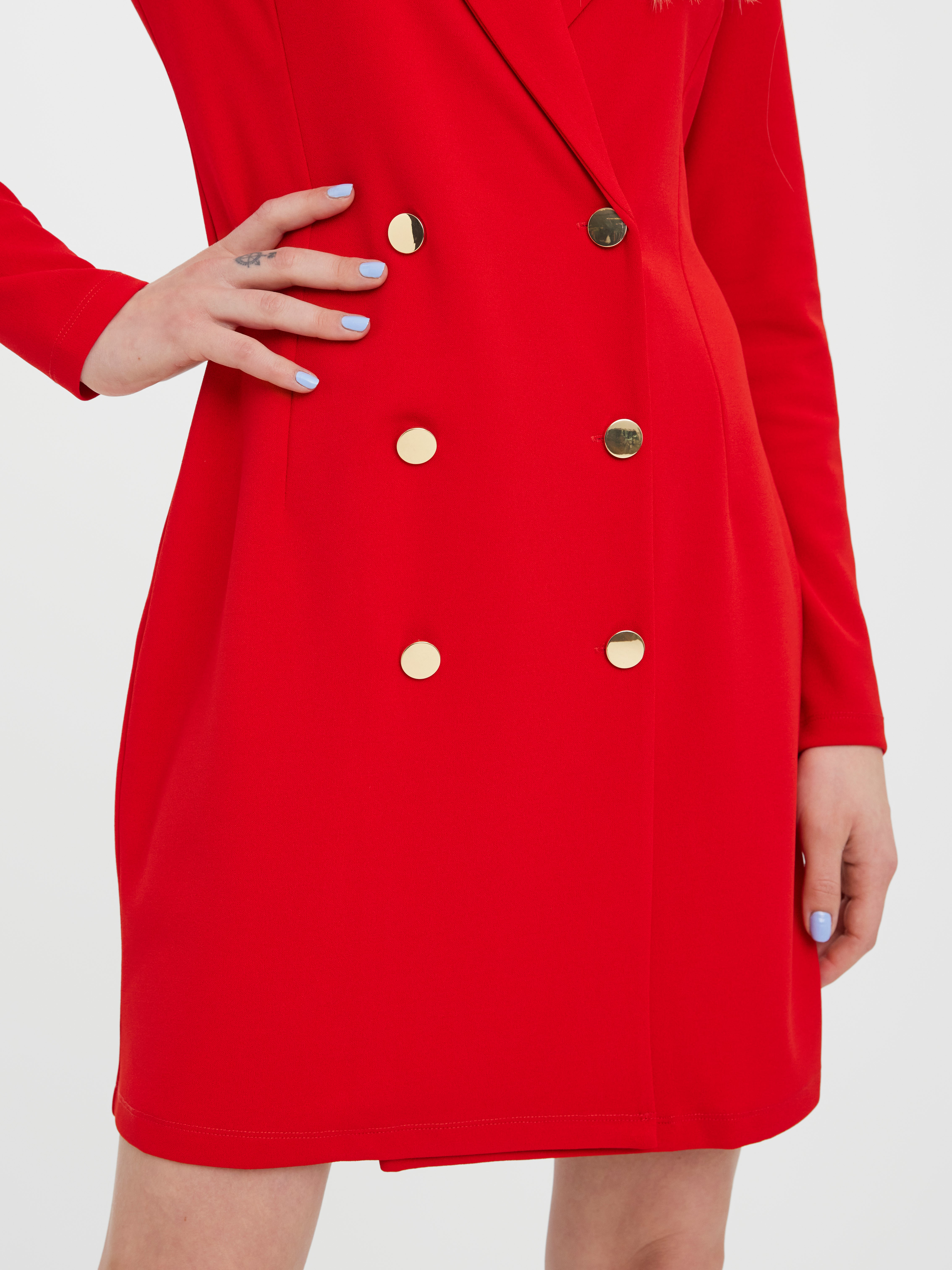 Red gold button on sale detail blazer dress