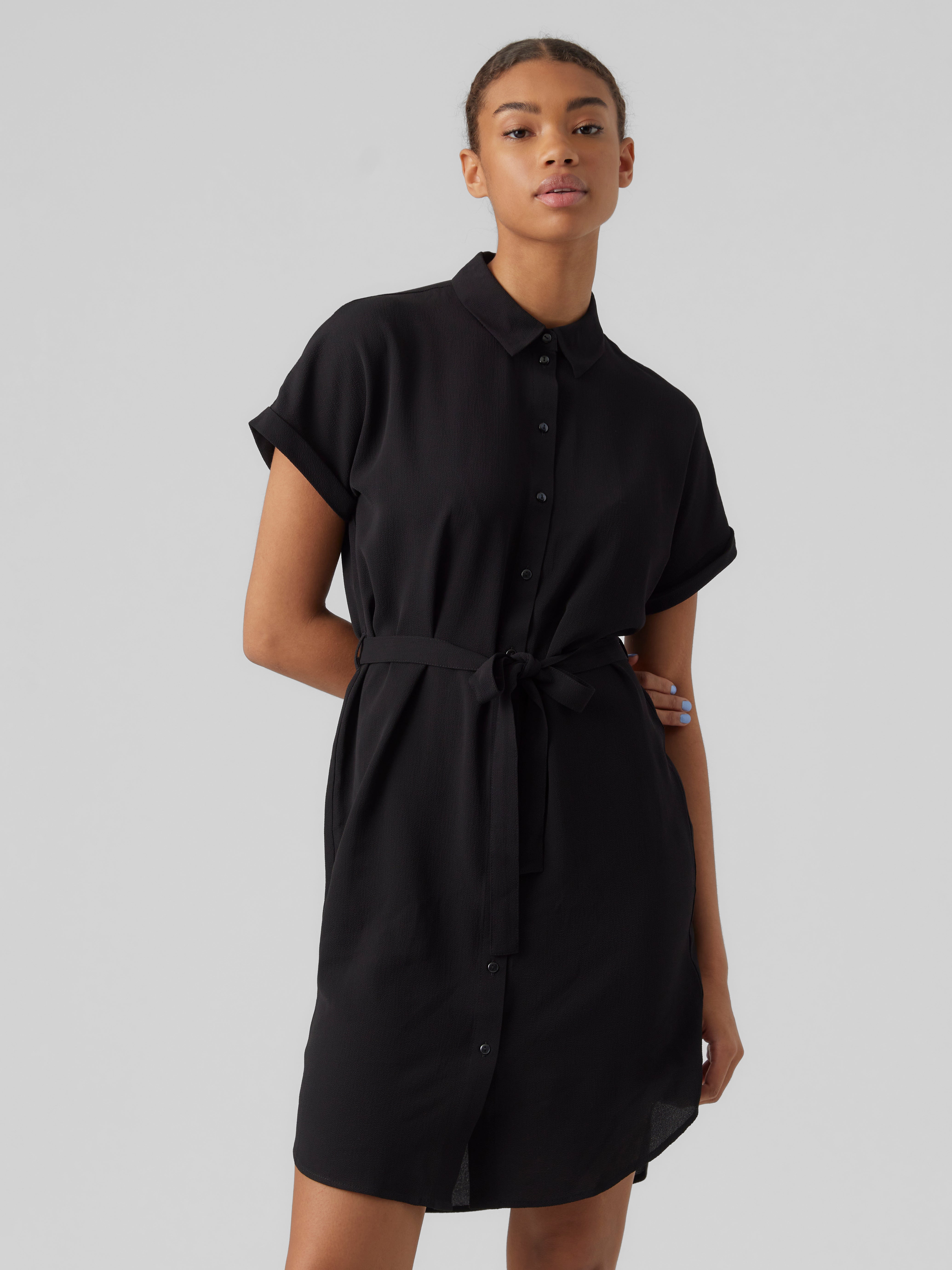 Vero Moda Little Black Dress Small V Neck Ruffle Slimming Short Flutter  Sleeve | eBay