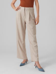 Vero Moda VMDINA High rise Trousers -Oatmeal - 10288679