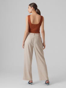Vero Moda VMDINA High rise Trousers -Oatmeal - 10288679