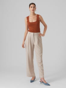 Vero Moda VMDINA High rise Trousers -Oatmeal - 10288679