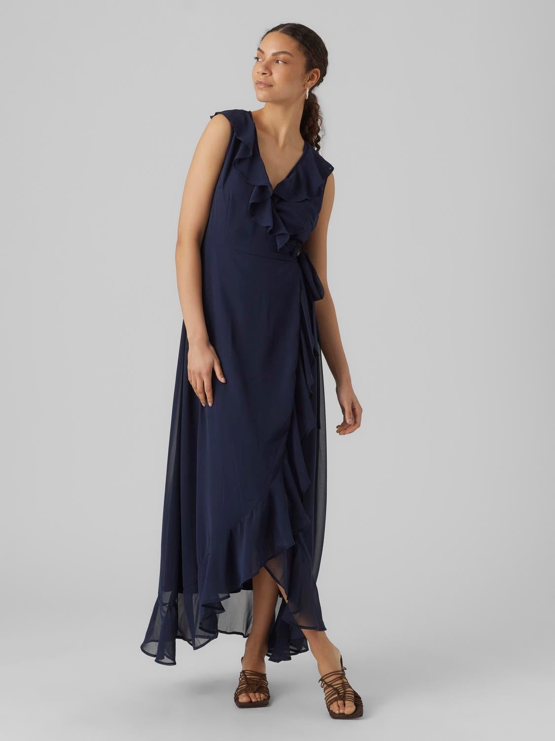 Loose Fit V-Neck Long dress | Dark Blue | Vero Moda®