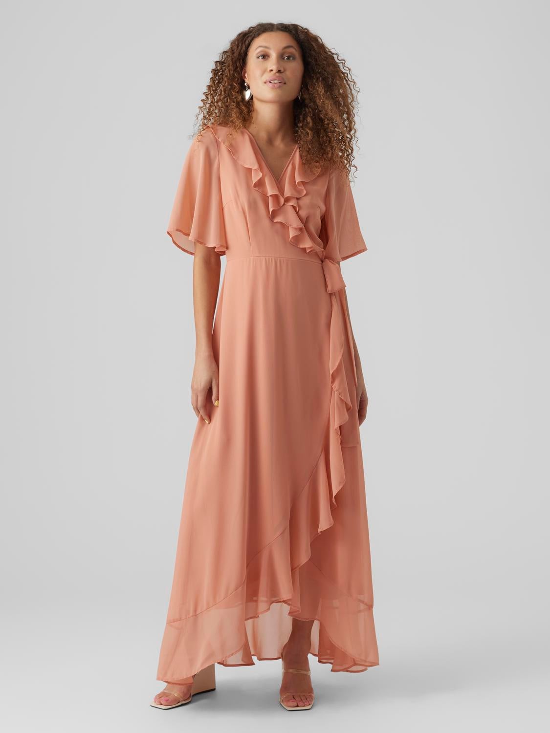 Loose Fit V-Neck Long dress | Medium Rose | Vero Moda®