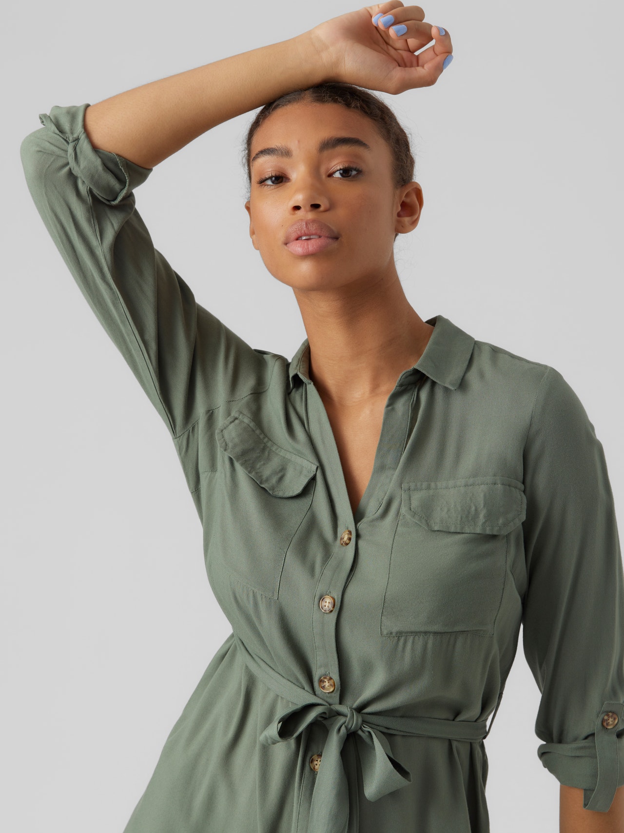 Zeemeeuw Tahiti Terugbetaling Korte blousejurk | Medium Green | Vero Moda®
