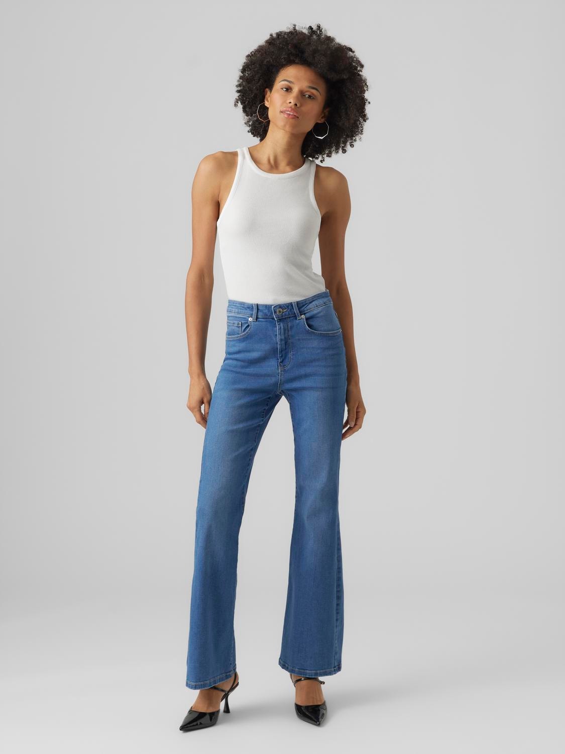 Vero Moda VMSELINA Krój flared Jeans -Medium Blue Denim - 10289743