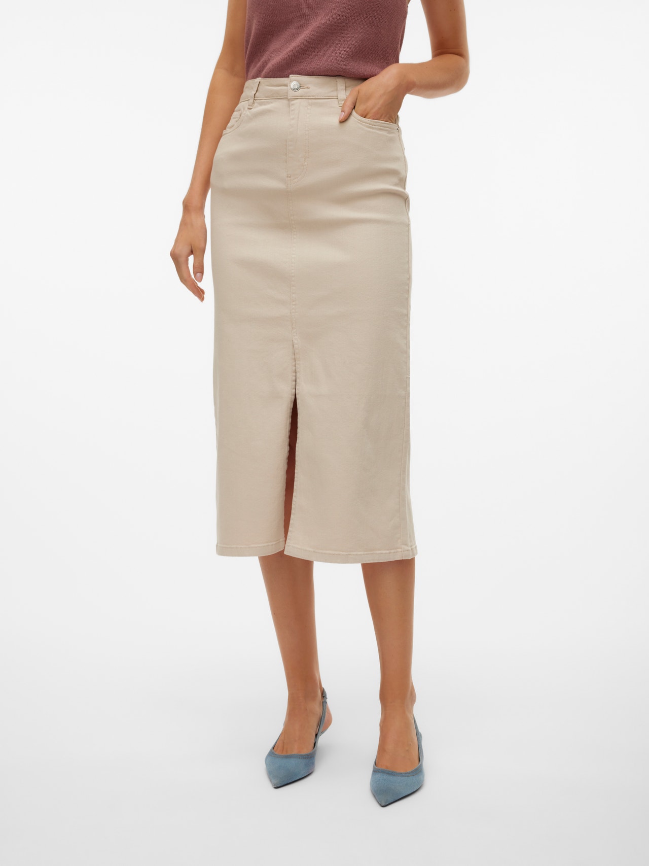Vero Moda VMLUCKY Long Skirt -Pumice Stone - 10289850