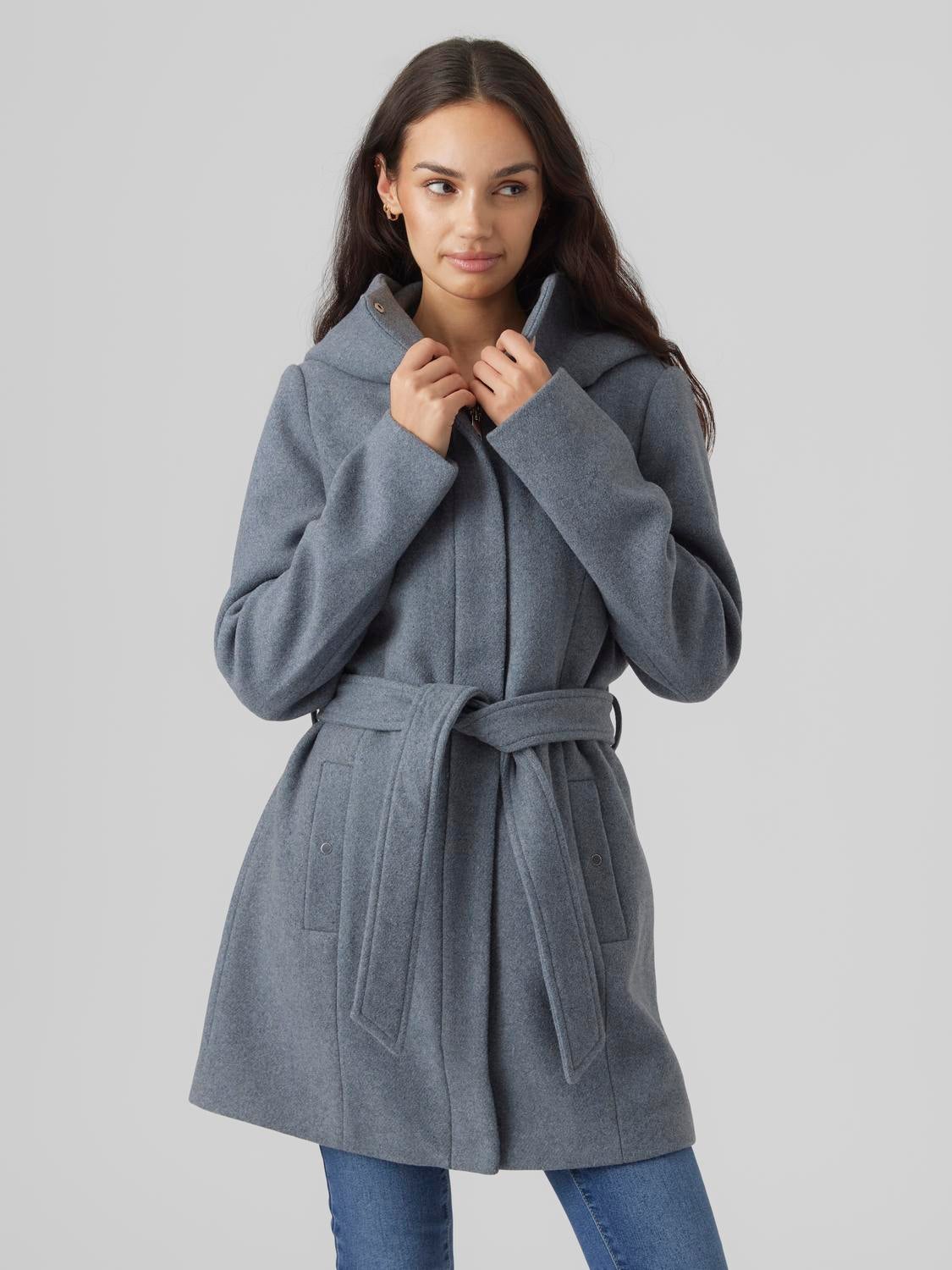 Vero moda grey hot sale wool coat