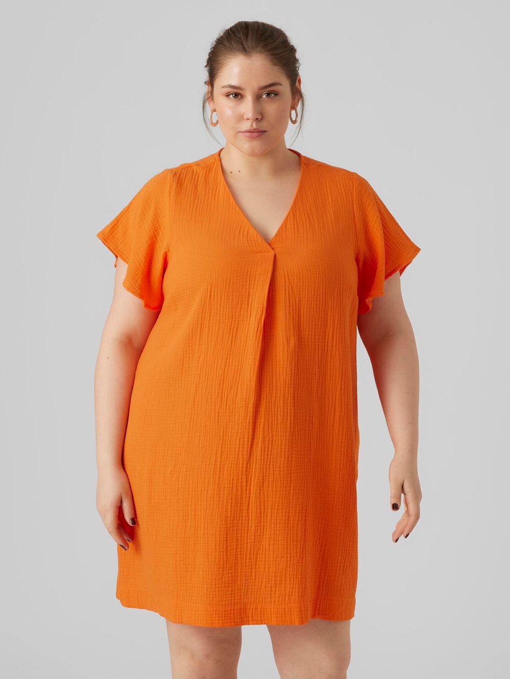 support Outlaw Implement Regular Fit V-hals Curve Vide ermer Kort kjole | Medium oransje | Vero Moda®