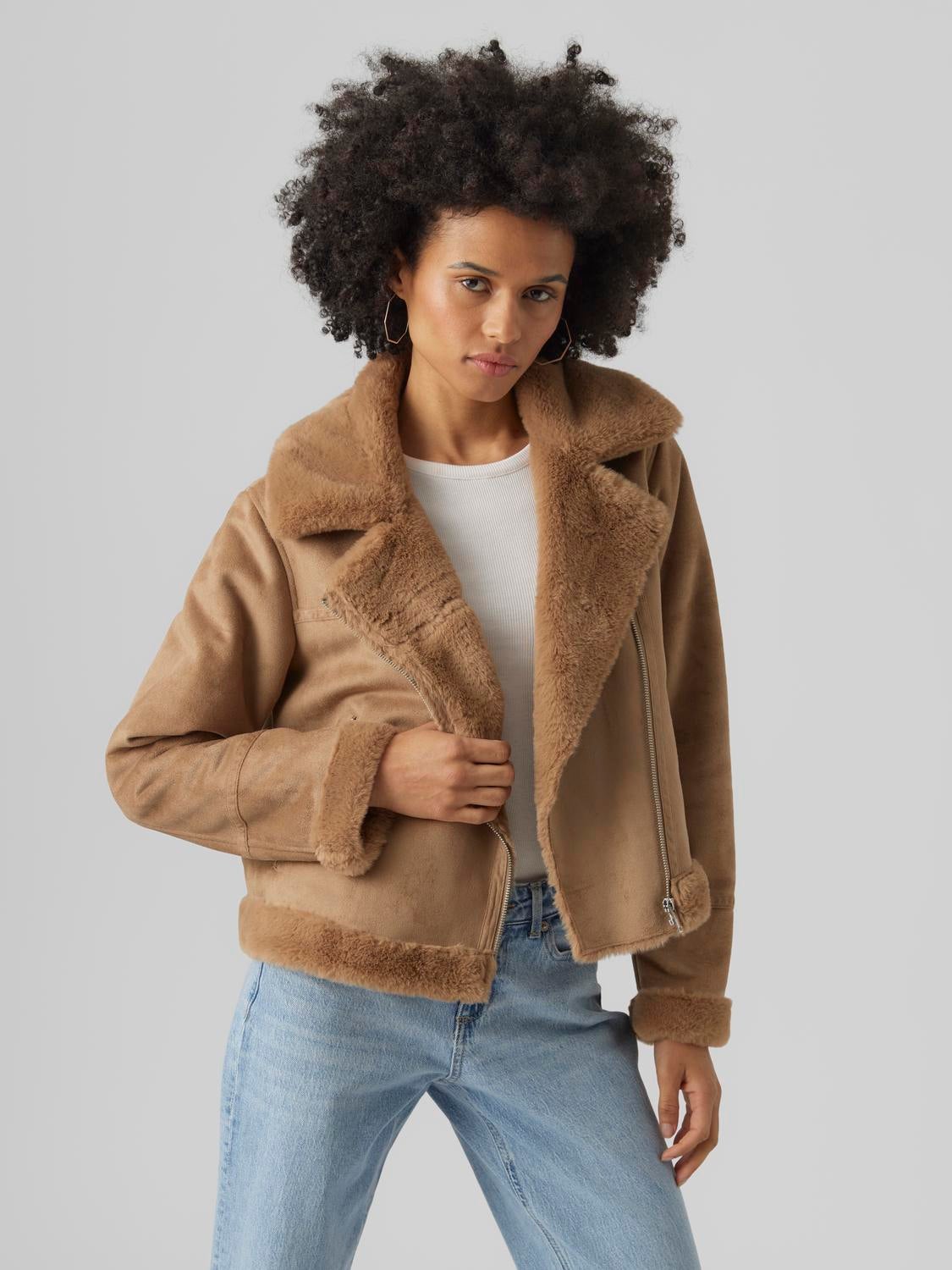 Vero moda clearance faux shearling jacket