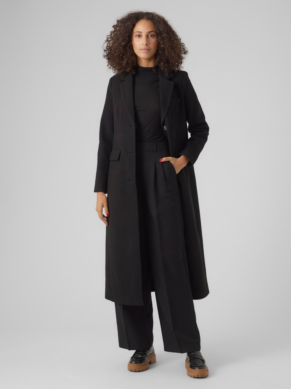 Buy Vero Moda VMVINCEMILAN LONG COAT BOOS CP - Dark Grey Melange