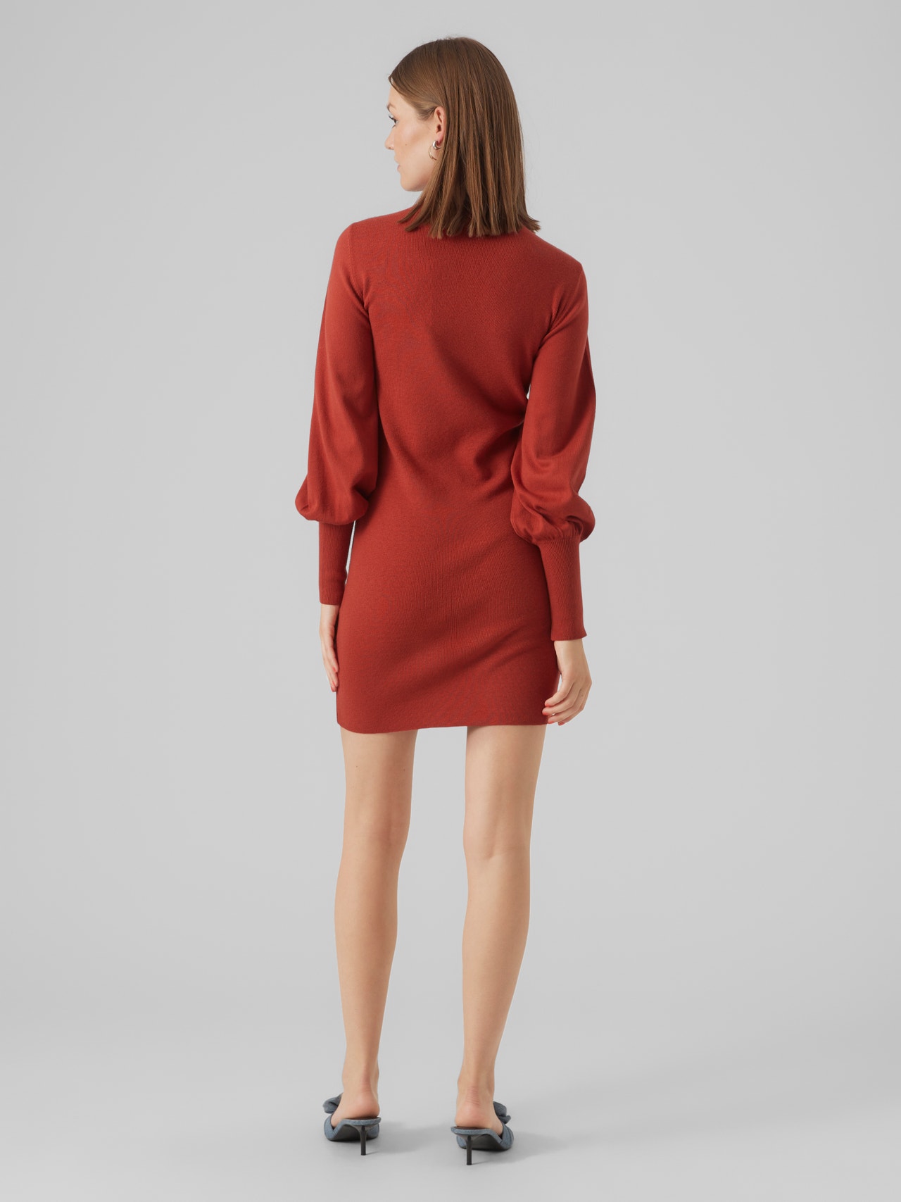 Vero Moda VMHOLLYKARISPUFF Krótka sukienka -Red Ochre - 10290665