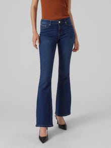 Vero Moda VMSCARLET Mid rise Flared Fit Jeans -Dark Blue Denim - 10290696