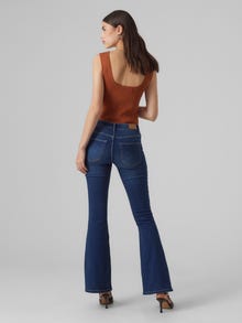 Vero Moda VMSCARLET Mid rise Flared Fit Jeans -Dark Blue Denim - 10290696