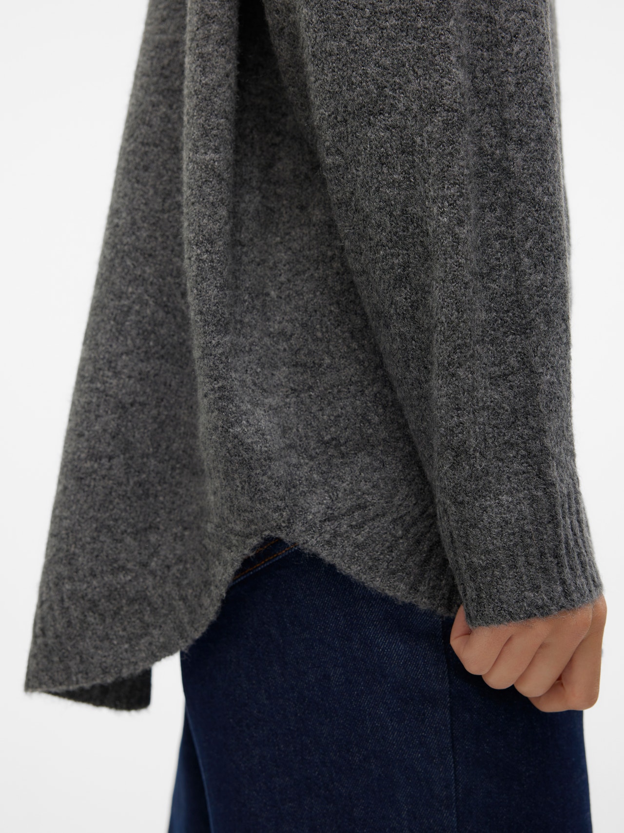 VERO MODA VMPLAZA LS HIGHNCK Long Pullover GA NOOS, Medium grijs (grey melange), S VERO MODA VMPLAZA LS HIGHNCK Long Pullover GA NOOS, Medium grijs (grey melange), S
