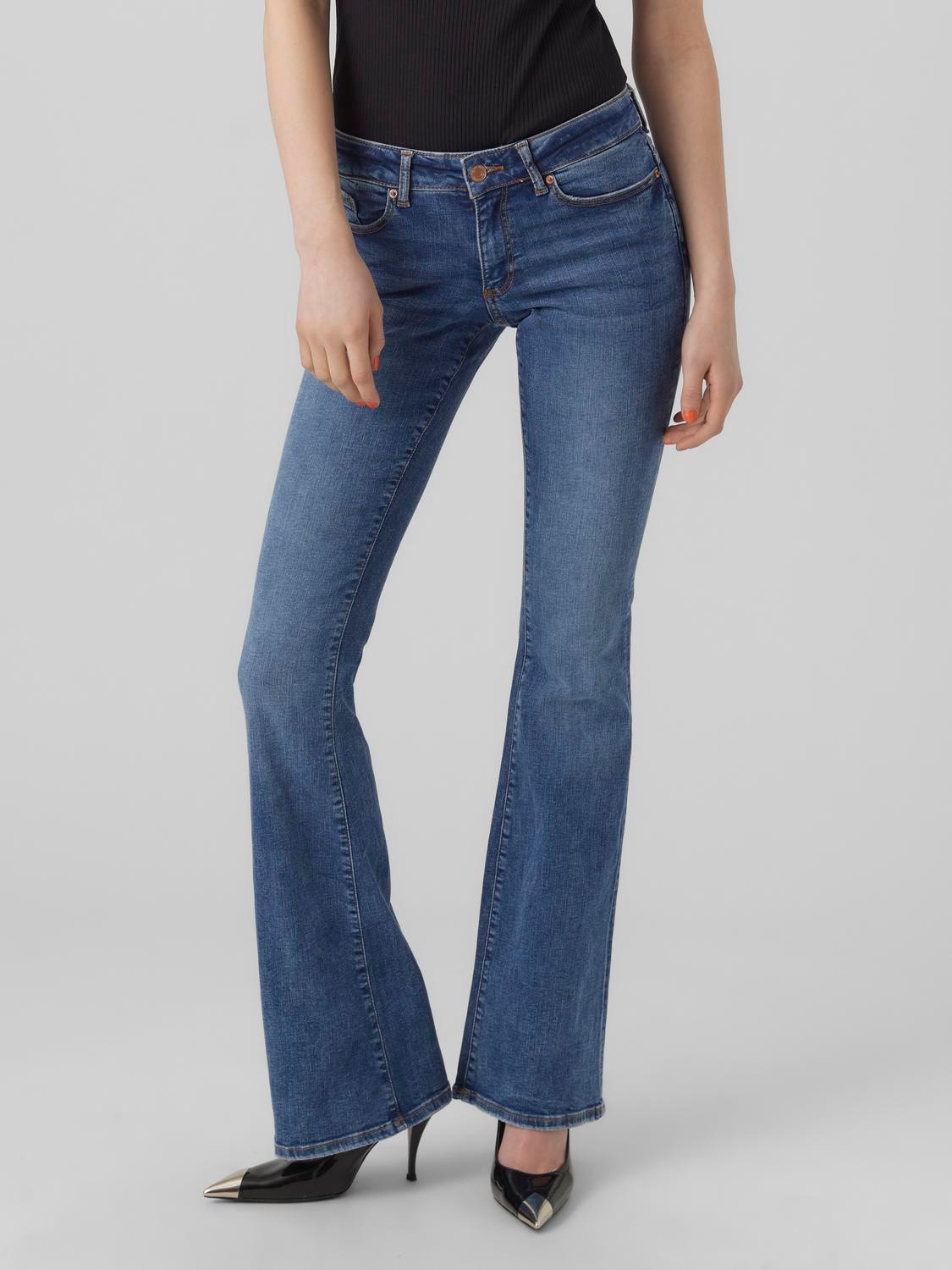 Vero Moda VMSIGI Lav talje Flared fit Jeans -Medium Blue Denim - 10290825