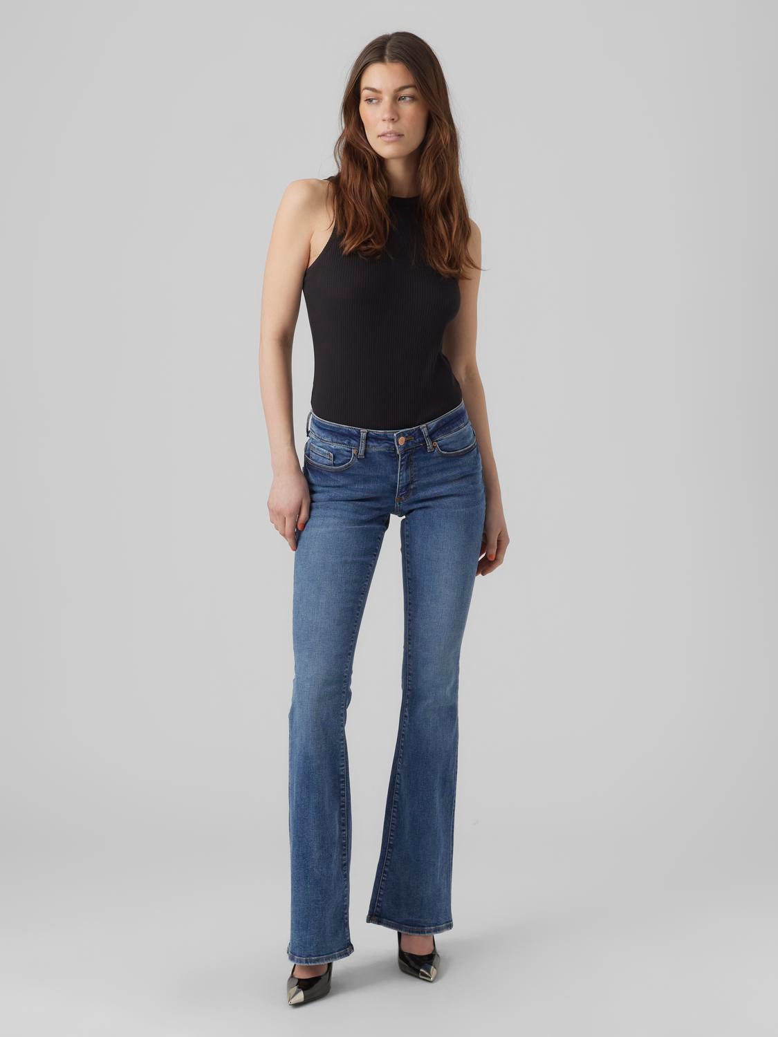 Vero Moda VMSIGI Lav talje Flared fit Jeans -Medium Blue Denim - 10290825