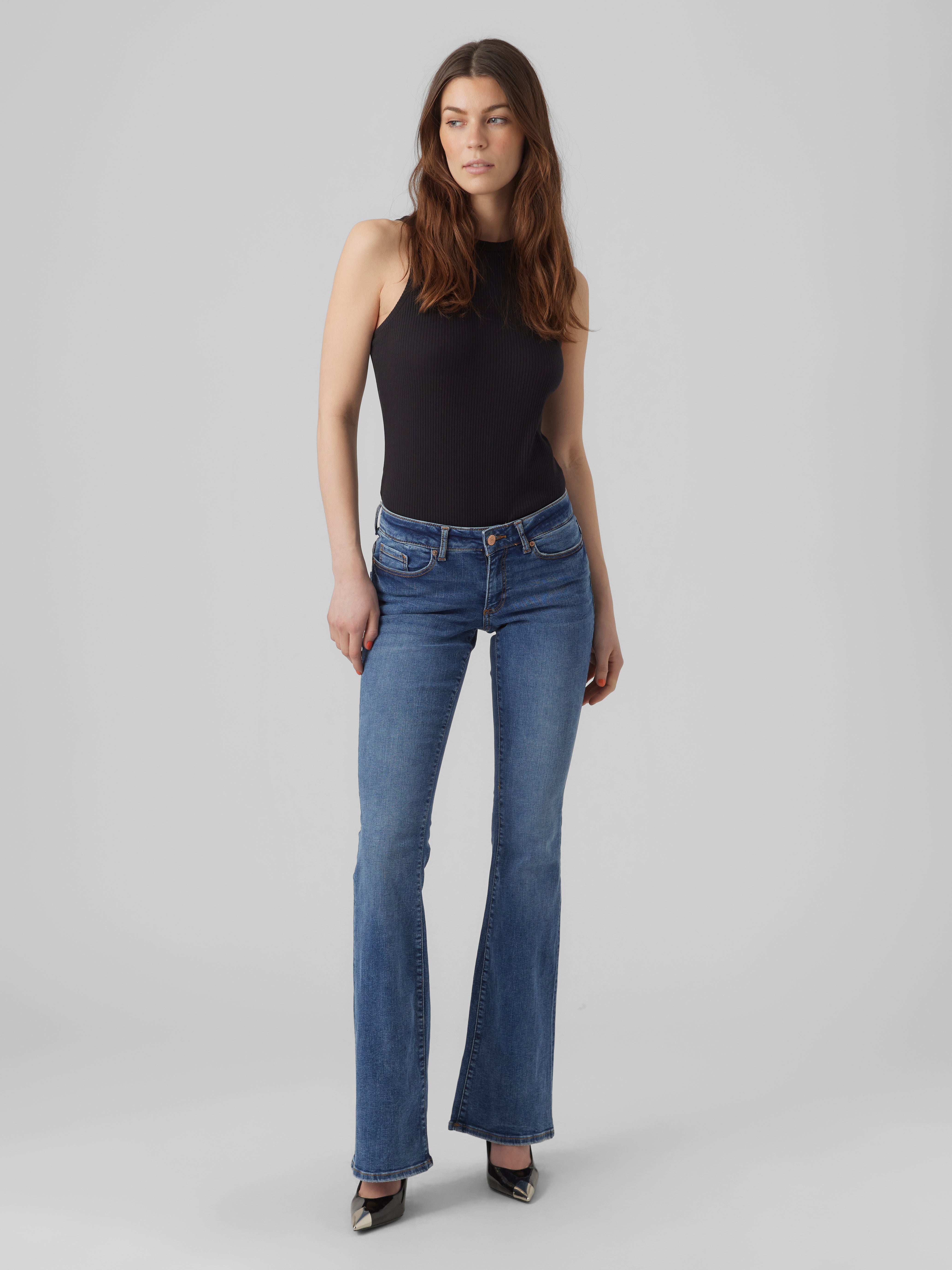 ONLY Jean Flared ONLANN-Kenya Taille Moyenne - Jeans Évasés Femme Élégants