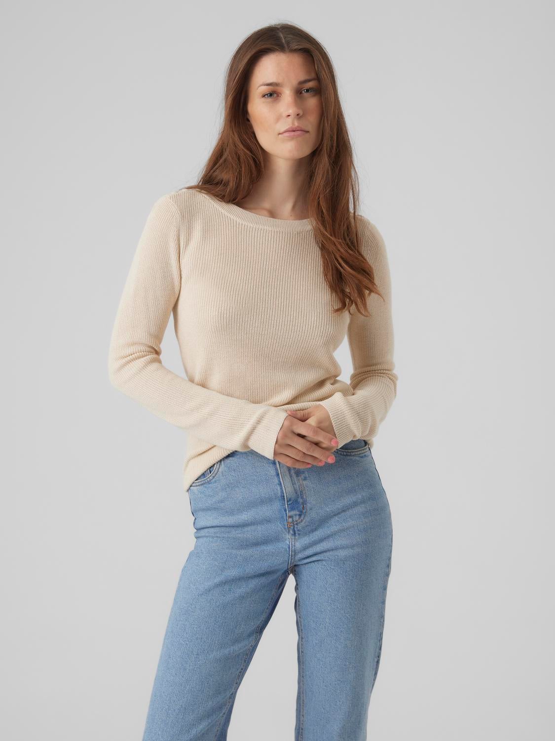 Boat neck Regular sleeves Pullover