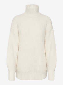 Vero Moda Kõrge kaelus Kõrged mansetid Langetatud õlaosa Pullover -Birch - 10290957