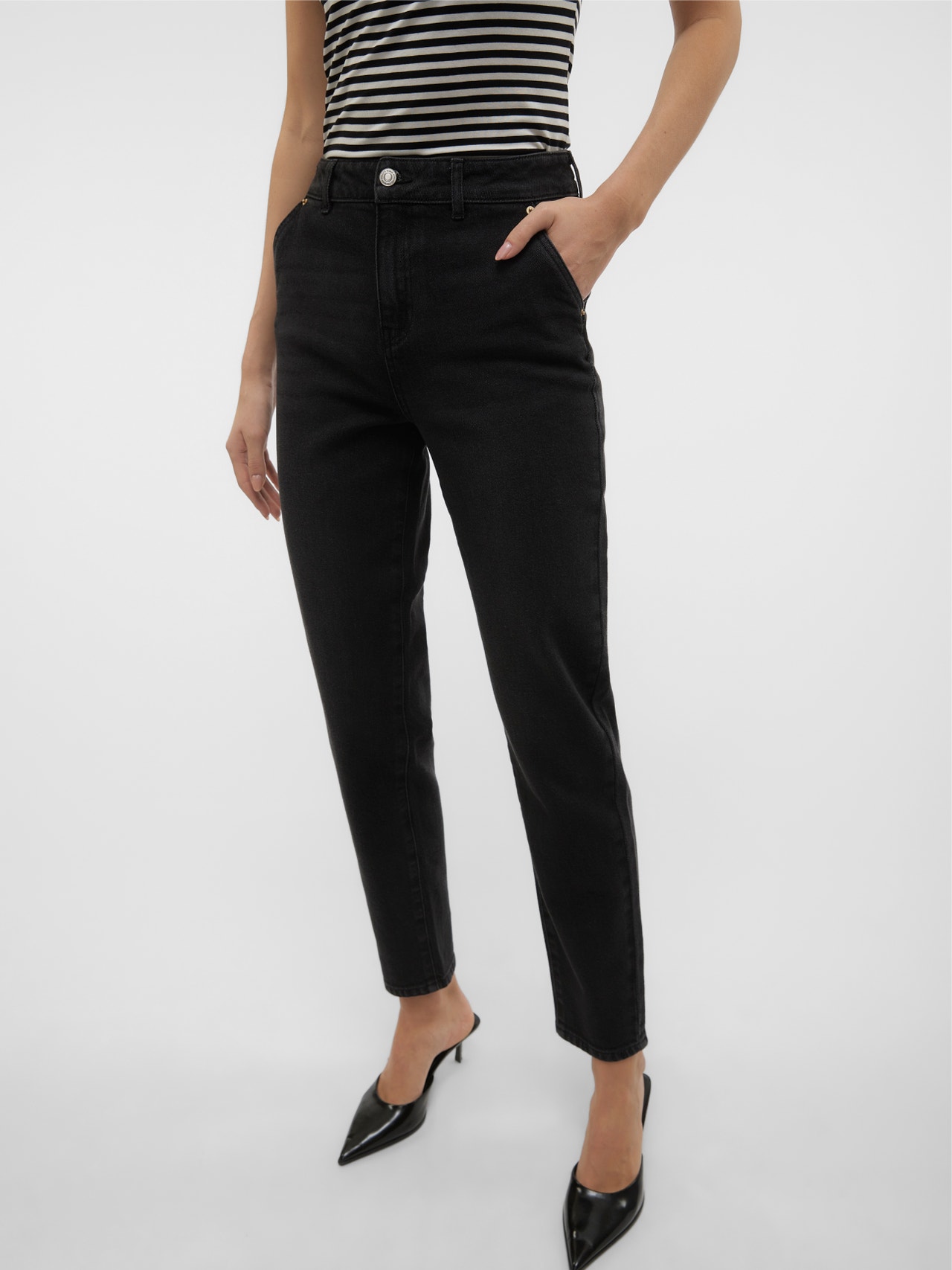 Vero Moda VMISA Krój mom Jeans -Black Denim - 10291070