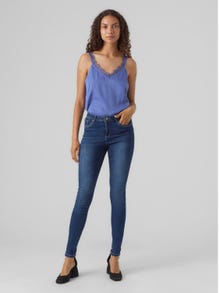 Vero Moda VMTANYA Mid Rise Skinny Fit Jeans -Dark Blue Denim - 10291106