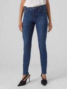 Vero Moda VMALIA Mid Rise Slim Fit Jeans -Dark Blue Denim - 10291109