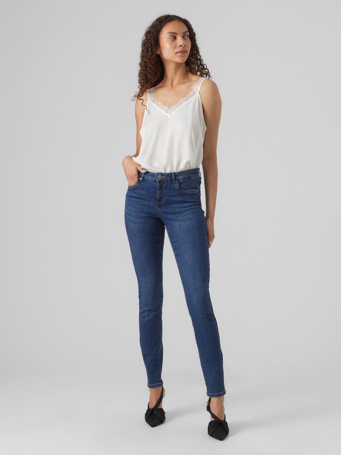 Vero Moda VMALIA Taille moyenne Slim Fit Jeans -Dark Blue Denim - 10291109