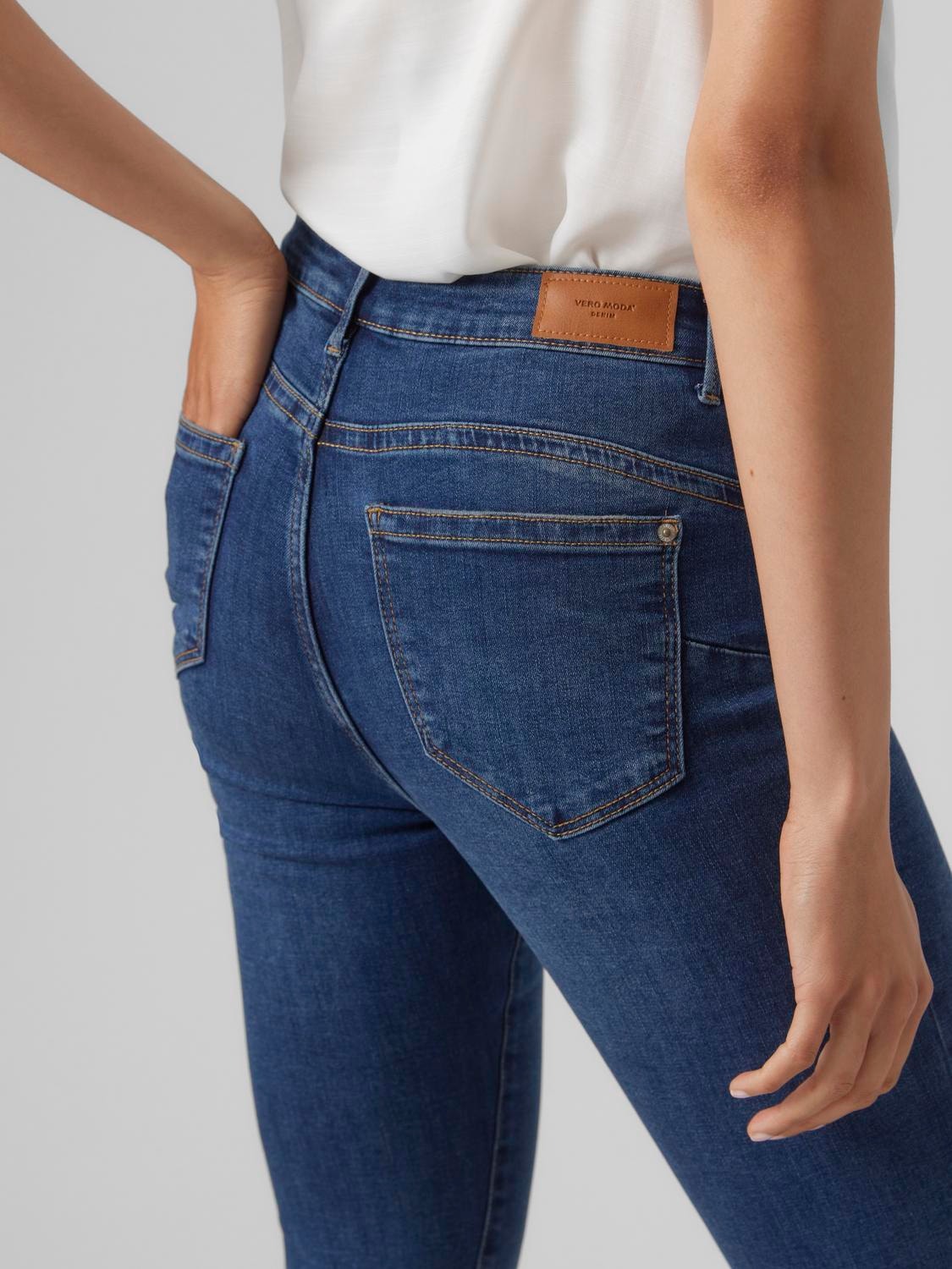 Vero Moda VMALIA Mid Rise Slim Fit Jeans -Dark Blue Denim - 10291109