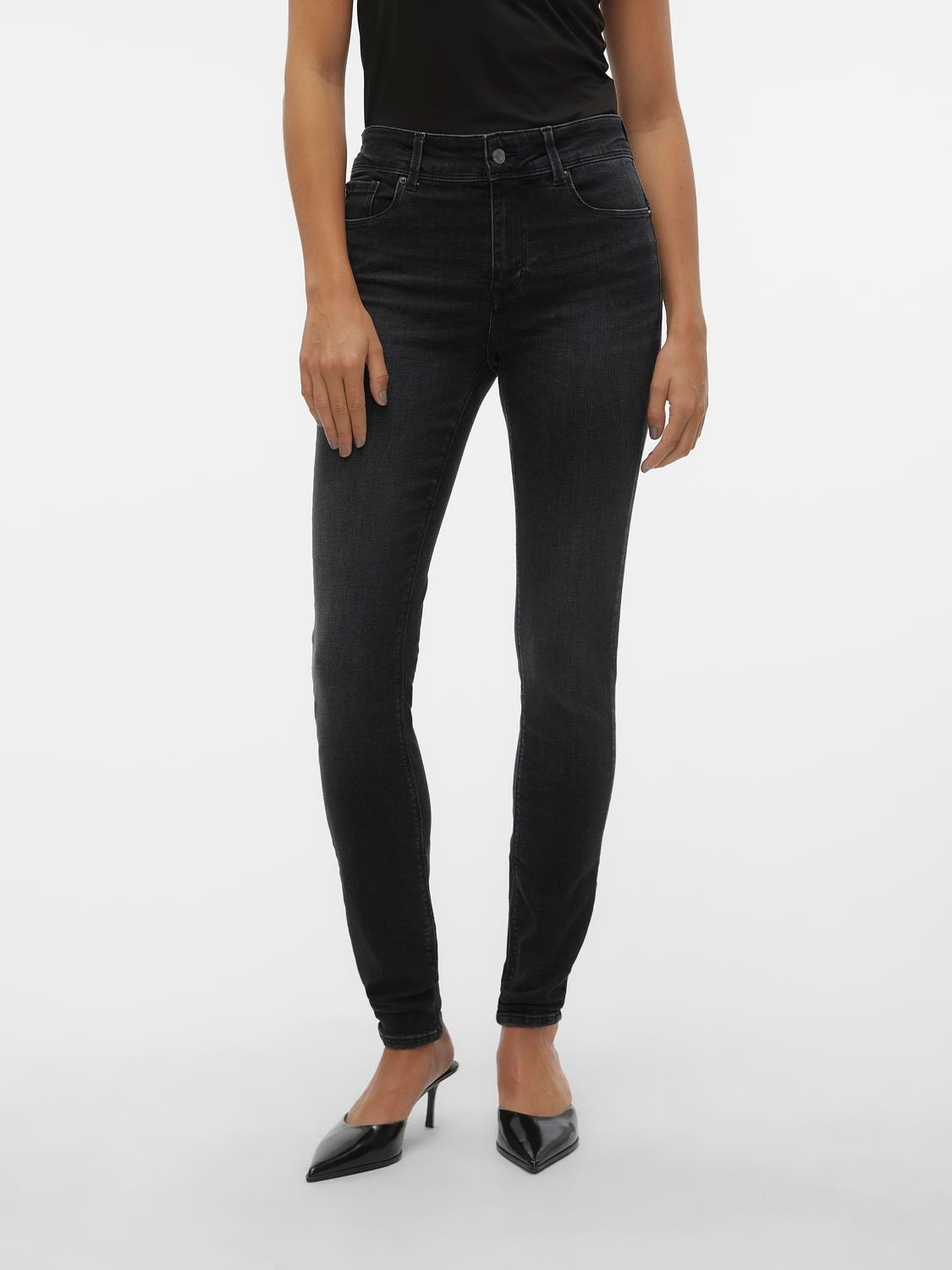 Vero Moda VMEMBRACE Mid rise Skinny fit Jeans -Black Denim - 10291171