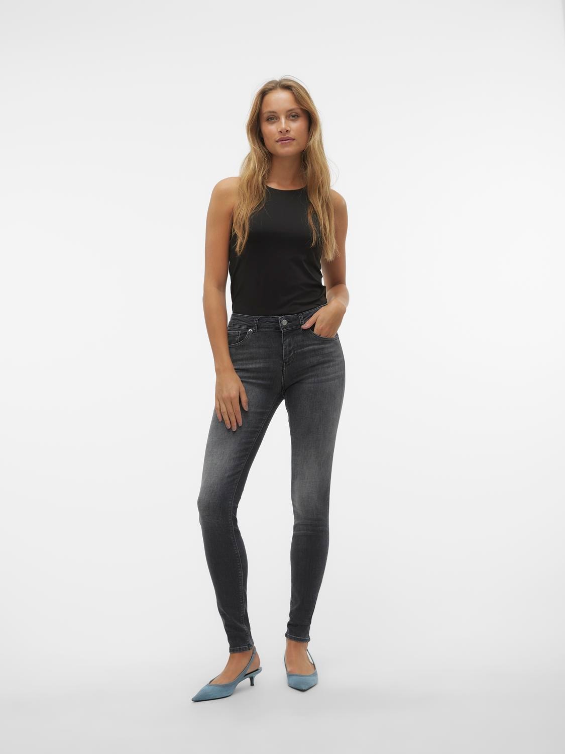 Vero Moda VMLUX Mid rise Slim fit Jeans -Black - 10291172